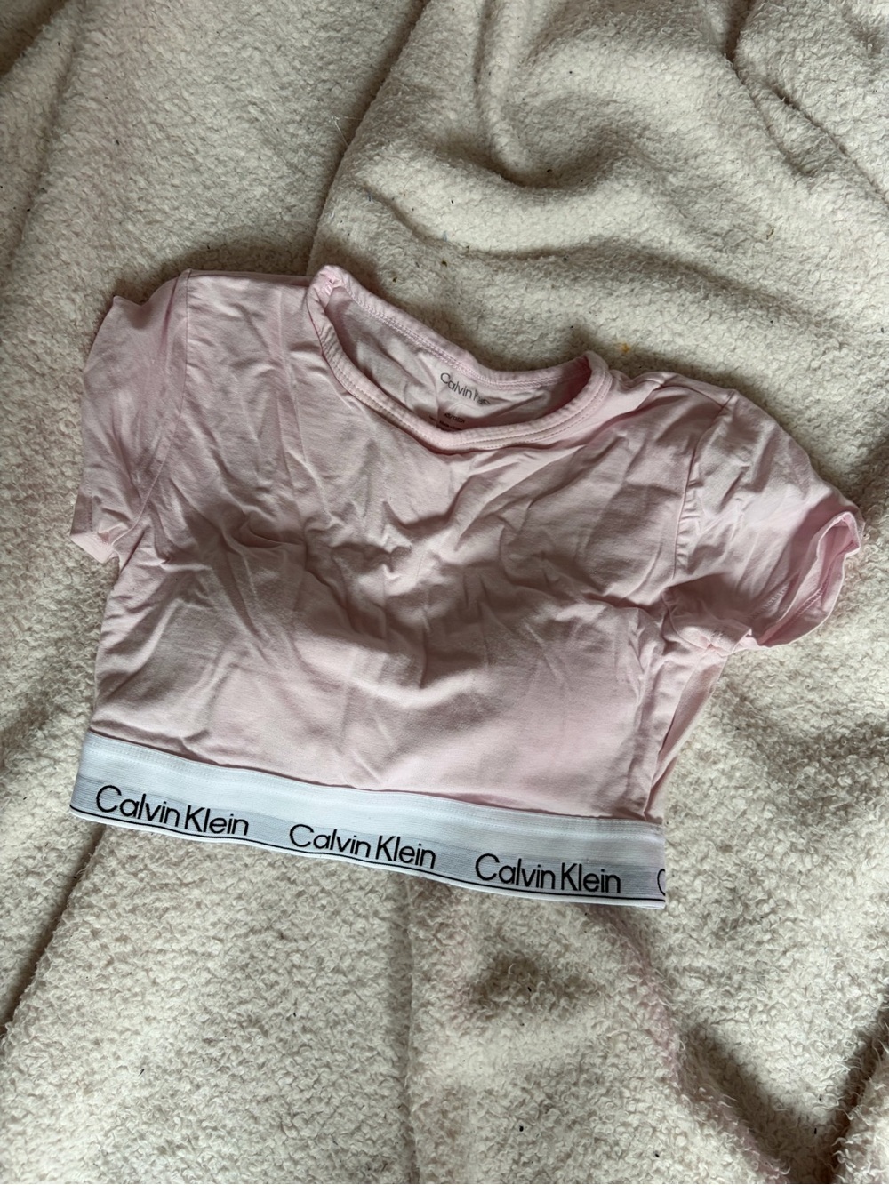 Calvin Klein Light Pink Cropped Tee with Branded Elastic Hem